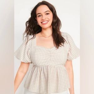 Old Navy Puff Sleeve Gingham Top